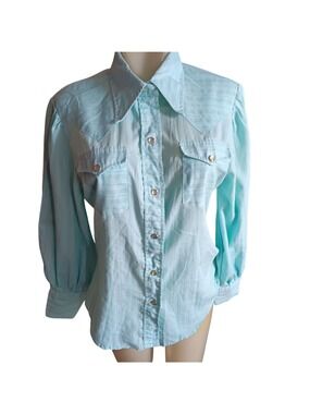 Medium Vintage Cowgirl Blouse Top 1960's Turtle Bax Western Pearl Snap Shirt